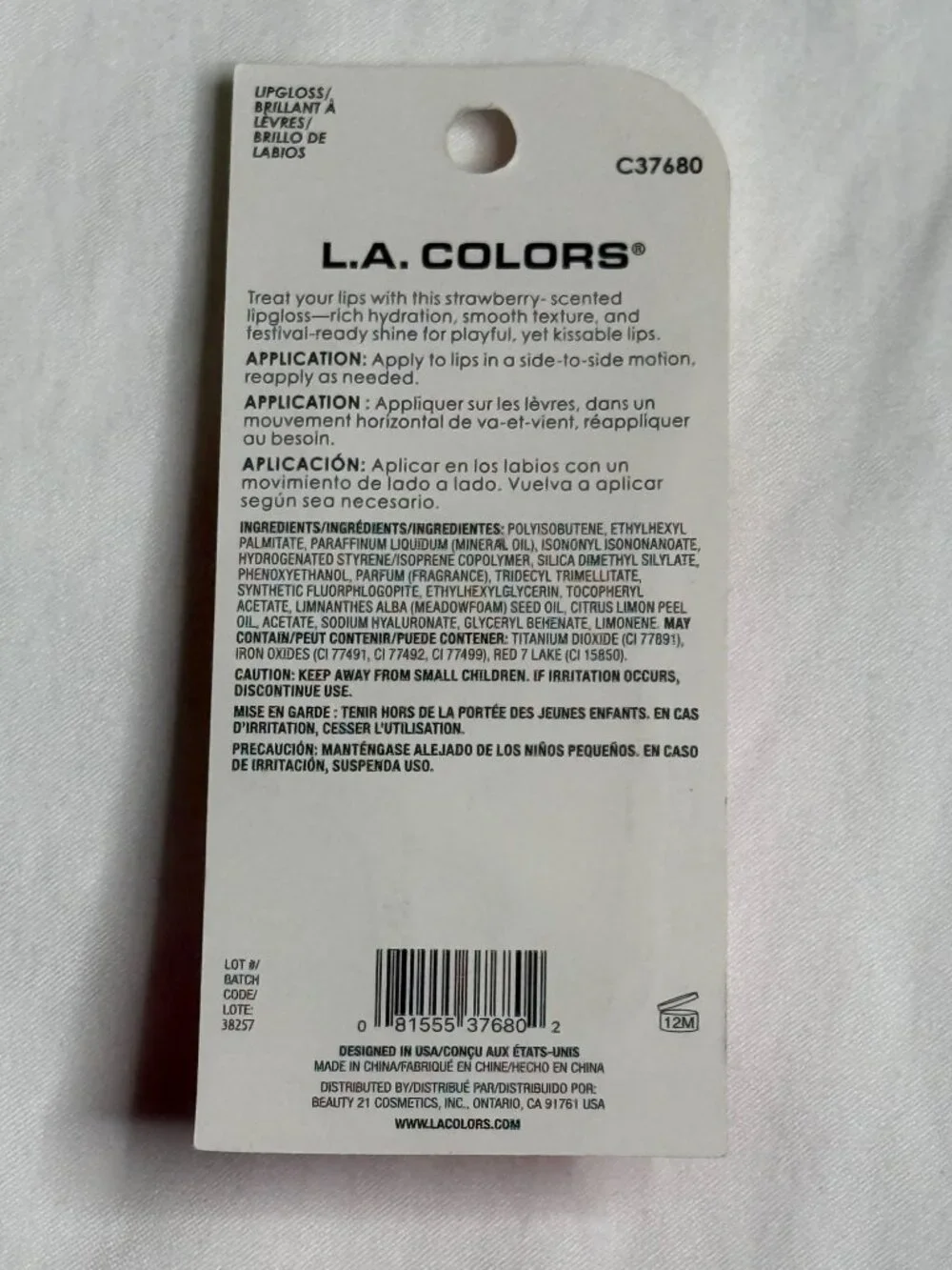 LA Colors Strawberry Lip Gloss Charm Keychain Strawberry Scent New